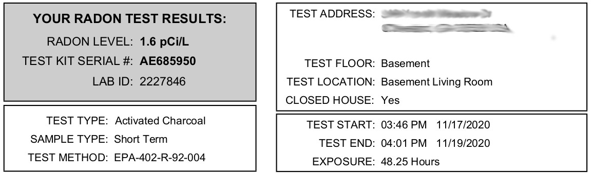 radon test results